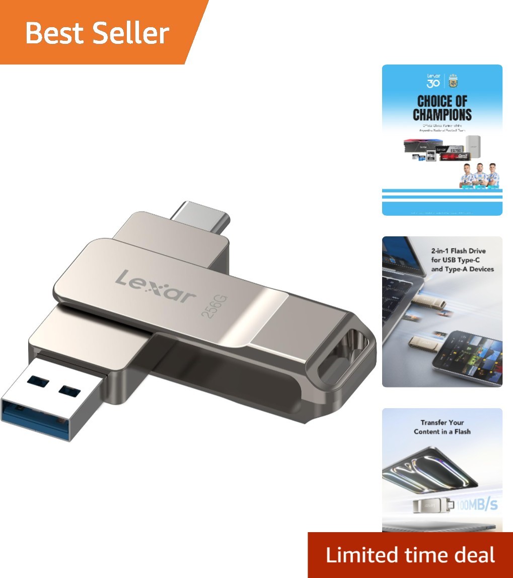 Fast 100MB/s USB-C Flash Drive with Dual Connectors - Elegant Champagne Silver