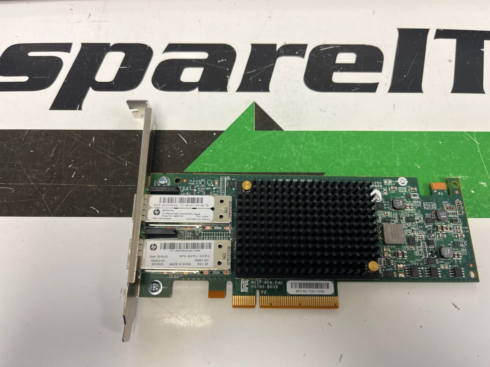 792834-001 HPE 557SFP+ Ethernet DP 10Gb SFP+ PCIe Network Adapter 788991-001