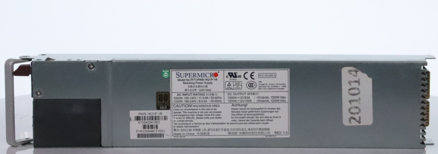 LOT OF 6 PWS-1K21P-1R Supermicro 1200W Switching Power Supply 80 PLUS GOLD