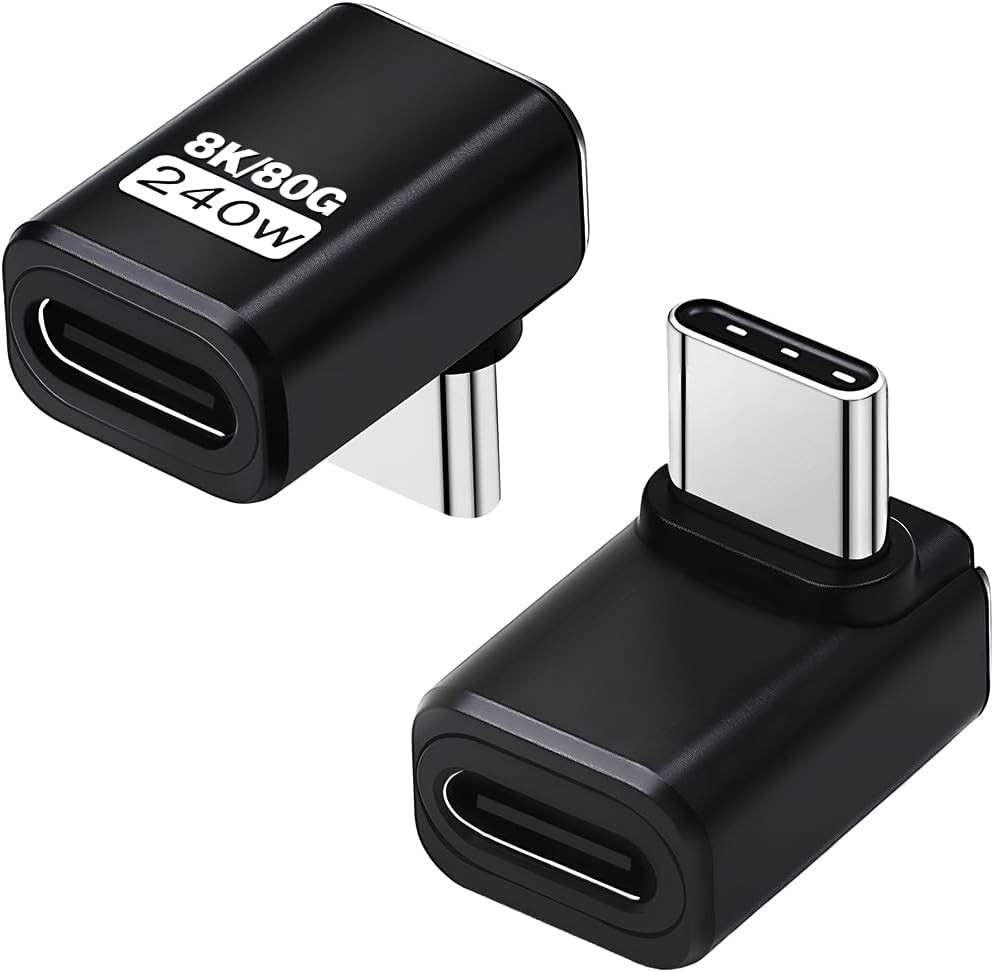 Duttek USB C 90 Degree Adapter [240W 80Gbps 8K@60Hz], 90 Degree USB C Adapter Co