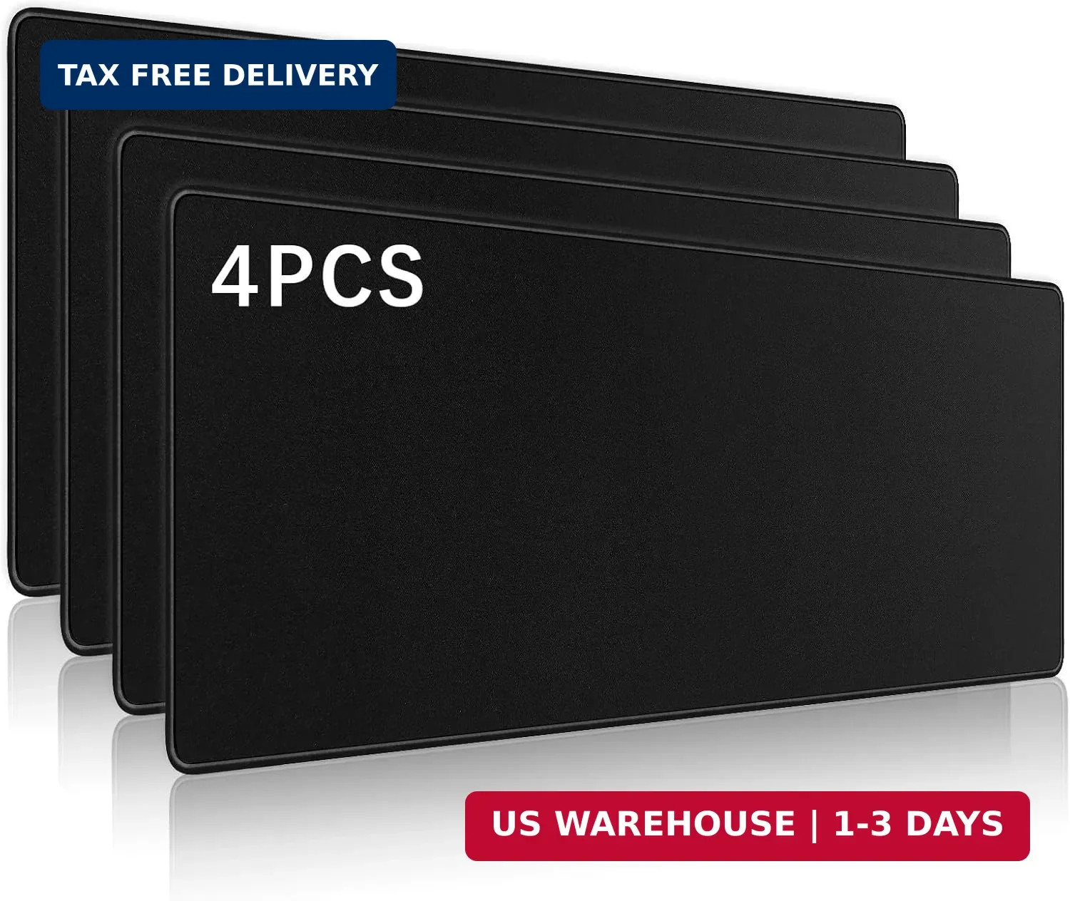 4 Pcs Large Gaming Mouse Pad Black 31.5x11.8 in,Extended Desk Keyboard Pad with