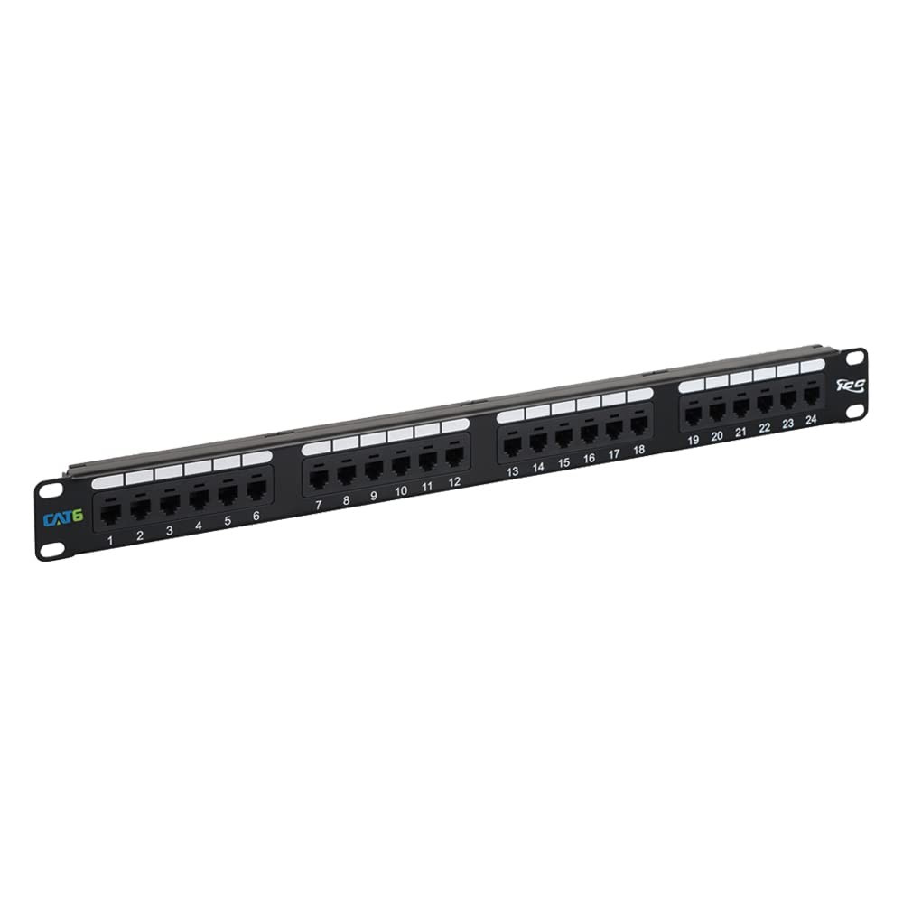 24 Port Cat6 Patch Panel 1U Rack Mount Gigabit Ethernet Poe 100W Ul Listed