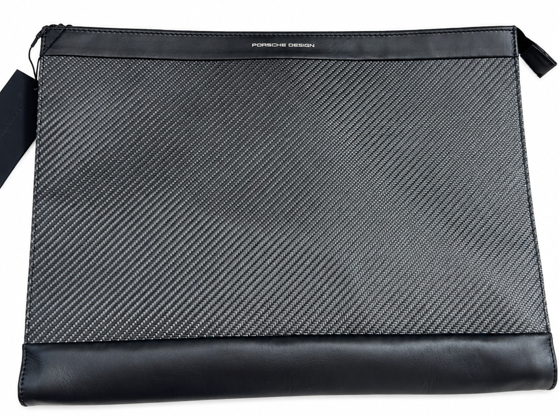 Bric's Porsche Design Carbon Leather 15'' Laptop Notebook Sleeve Pouch Black