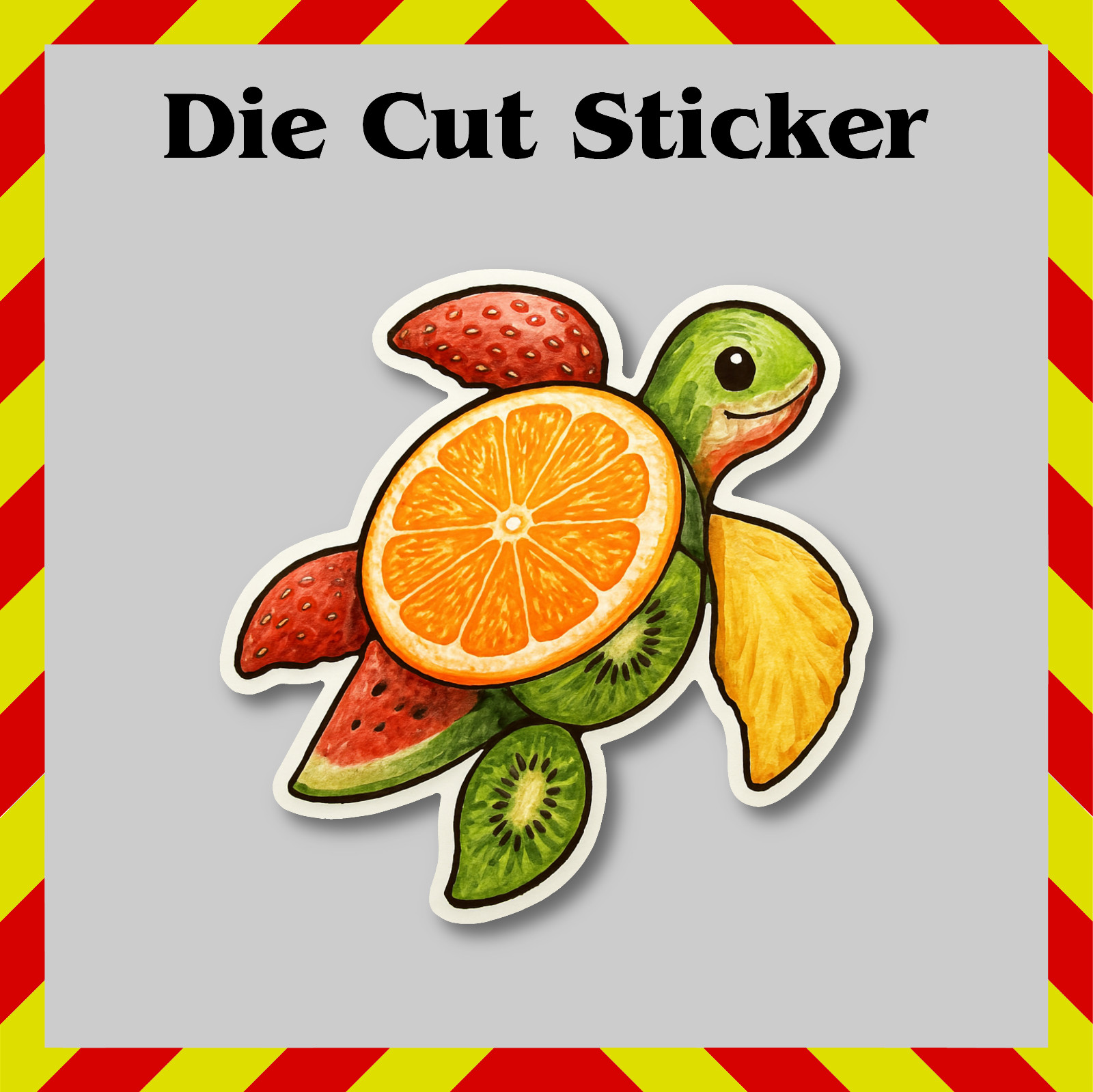 Citrus Sea Turtle Sticker, Waterproof Vinyl Decal for Laptops, Tumblers, Gifts