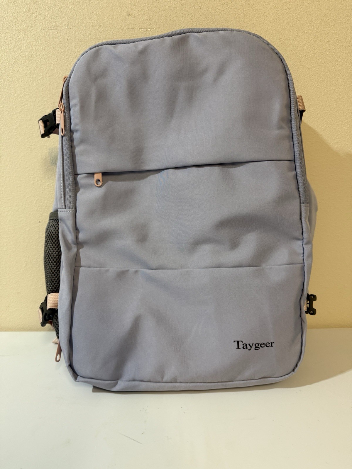 Taygeer Travel Backpack Carry On W/USB Charging Port. Light Purple and Pink