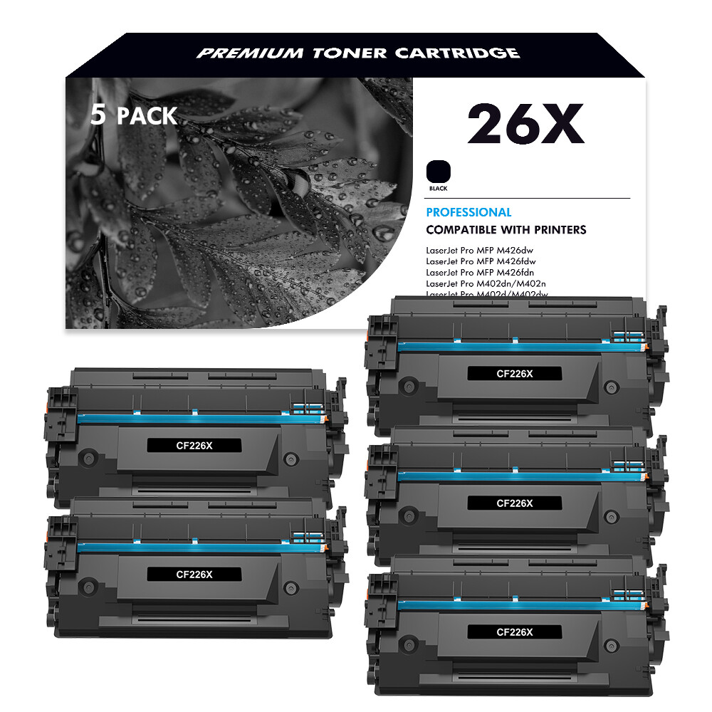 5 Pack CF226X 26X Toner for HP LaserJet Pro MFP M426fdn M426fdw M402dn M402n