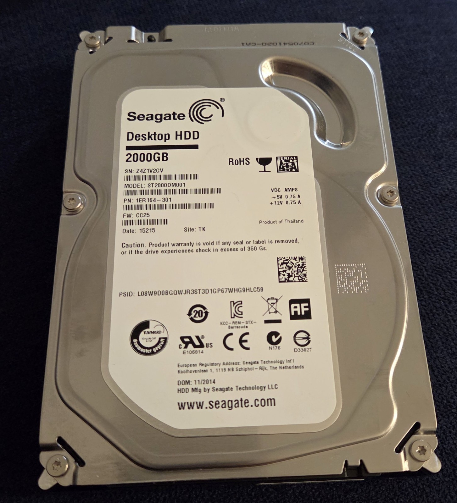 Seagate Barracuda 2TB 3.5" SATA III Internal Hard Drive ST2000DM001, 1ER164-301