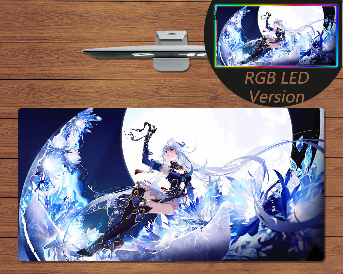 RGB LED Large Mouse Pad Genshin Impact Jingliu Gaming Mat Keyboard Pad Mousepad 