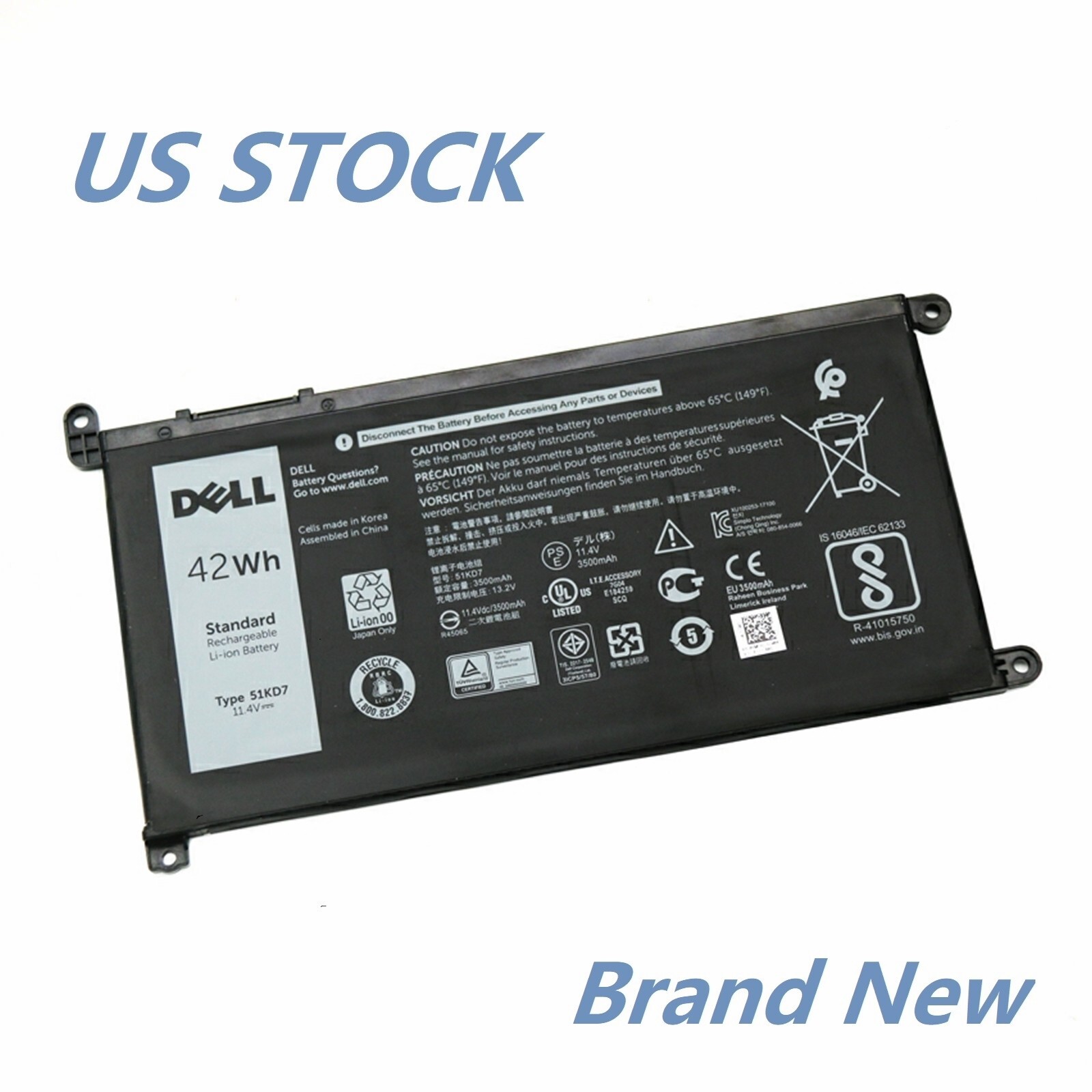 Genuine OEM 51KD7 FY8XM Battery For Dell Chromebook 11 3180 3181 3189 5190 42Wh