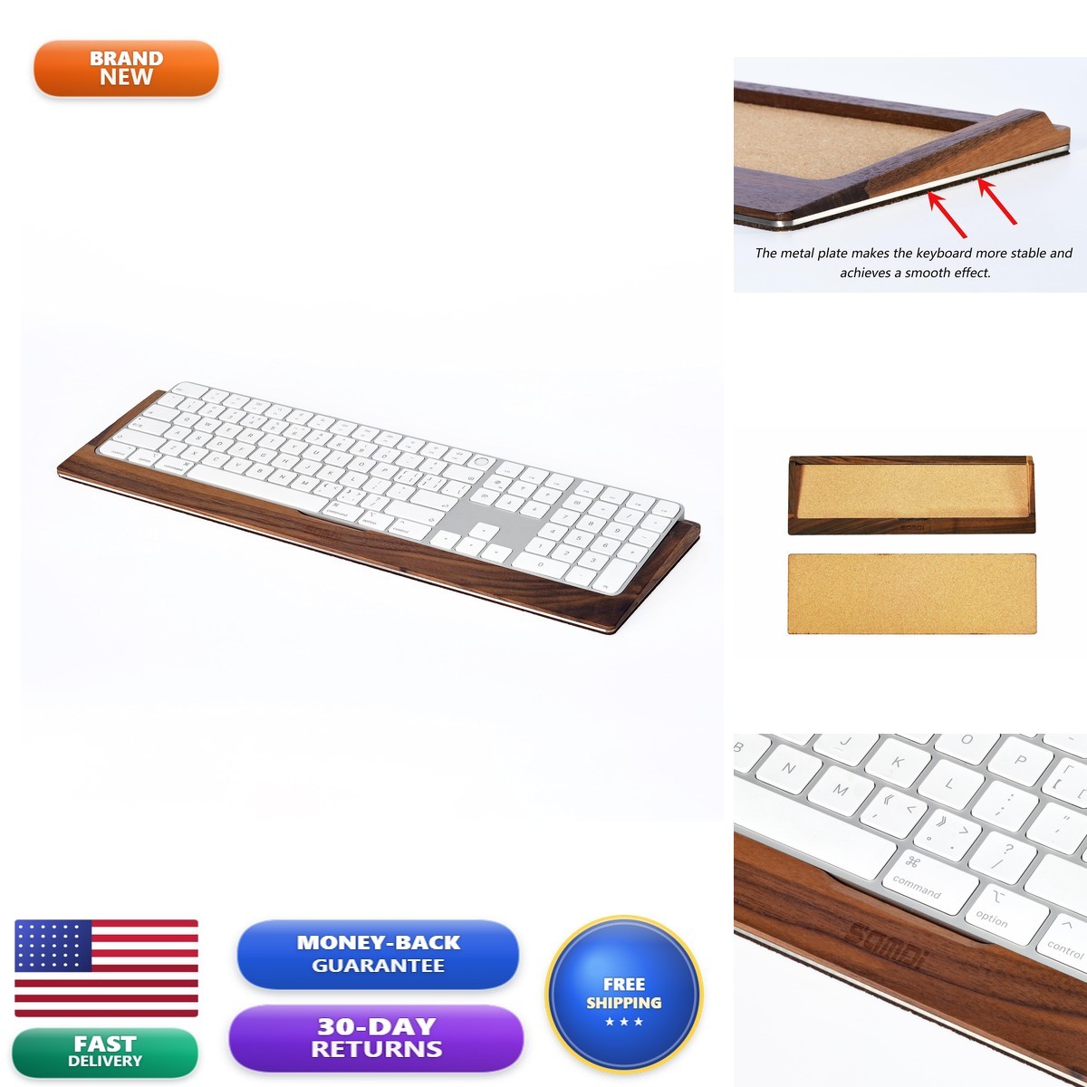 SAMDI Apple iMac Stand Base Keyboard Tray - Black Walnut