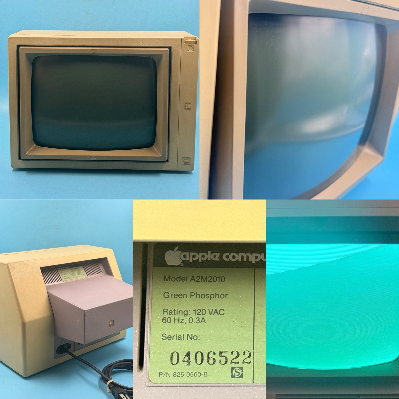 Vintage Apple Monitor  II - A2M2010, Green Phosphor