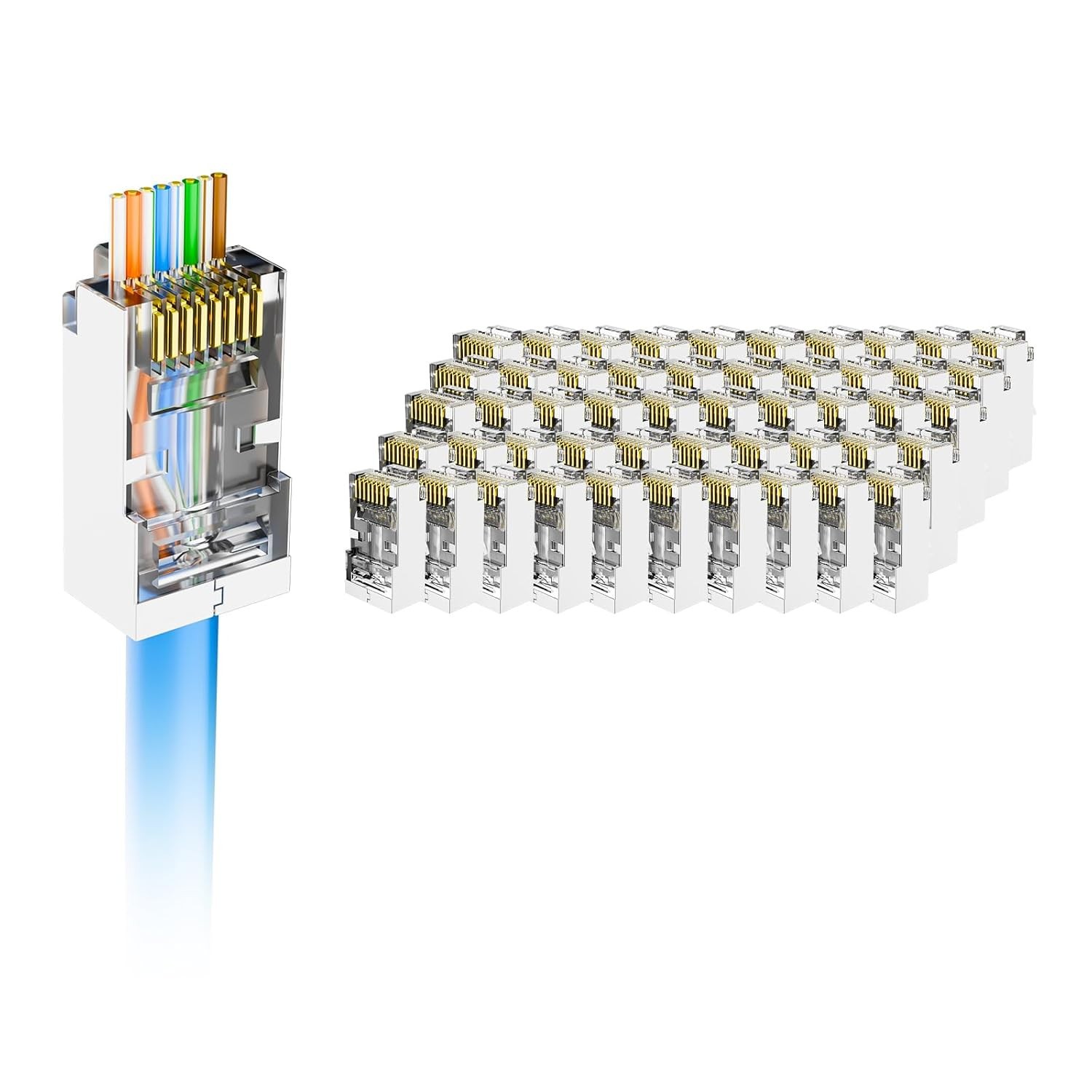 VCE Cat6 Shielded RJ45 Connectors Gold Plated  24-26 AWG, S/FTP 50 Pack NEW