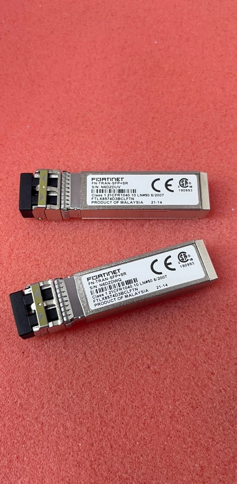 2pcs Fortinet FN-TRAN-SFP+SR 10GE SFP-10G-SR short range 850nm 300m/400m Module