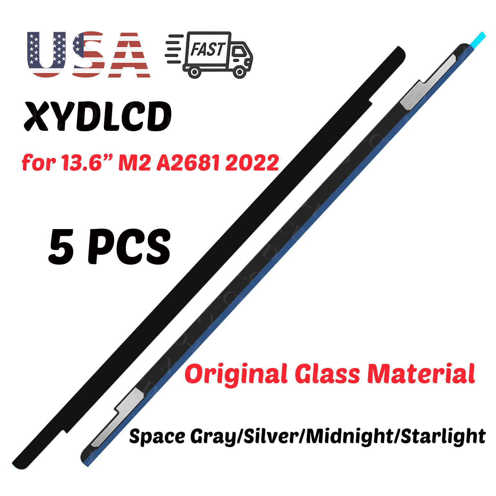 5Pcs Genuine Front Glass Bezel Logo Cover Trim for MacBook Air 13.6in A2681 2022