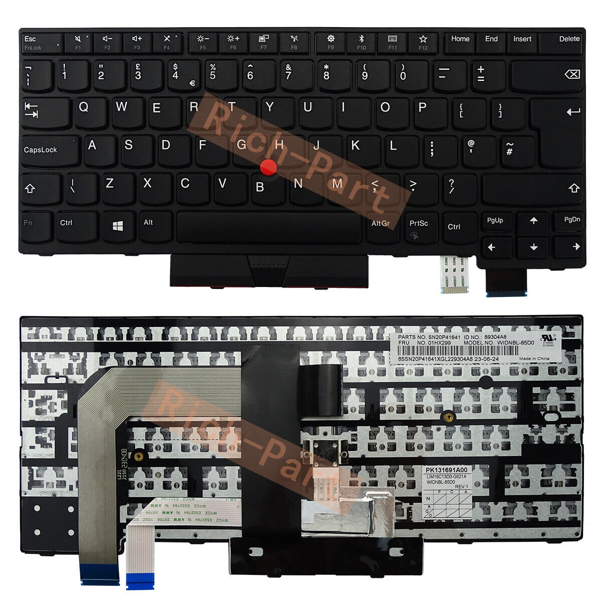 UK Non-Backlit W/Trackpoint Black Keyboard for Lenovo Thinkpad T470/T480/A475