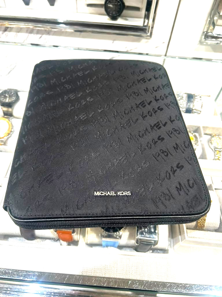 Michael Kors Small Nylon Travel Tech Folio Tablet Case Logo Black Zip Sleeve