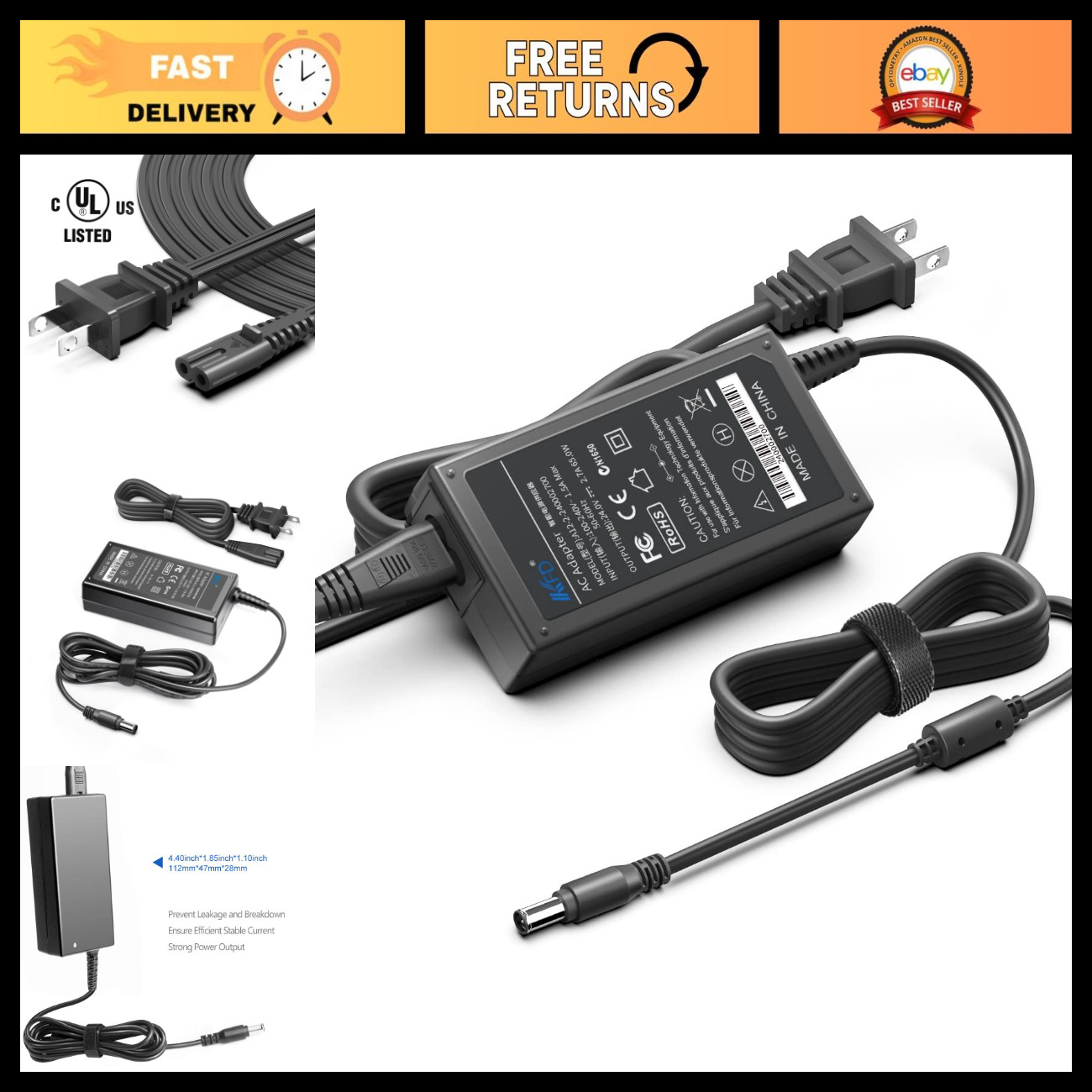 Universal AC Power Adapter for Epson FastFoto, Perfection Scanners & Workforce M