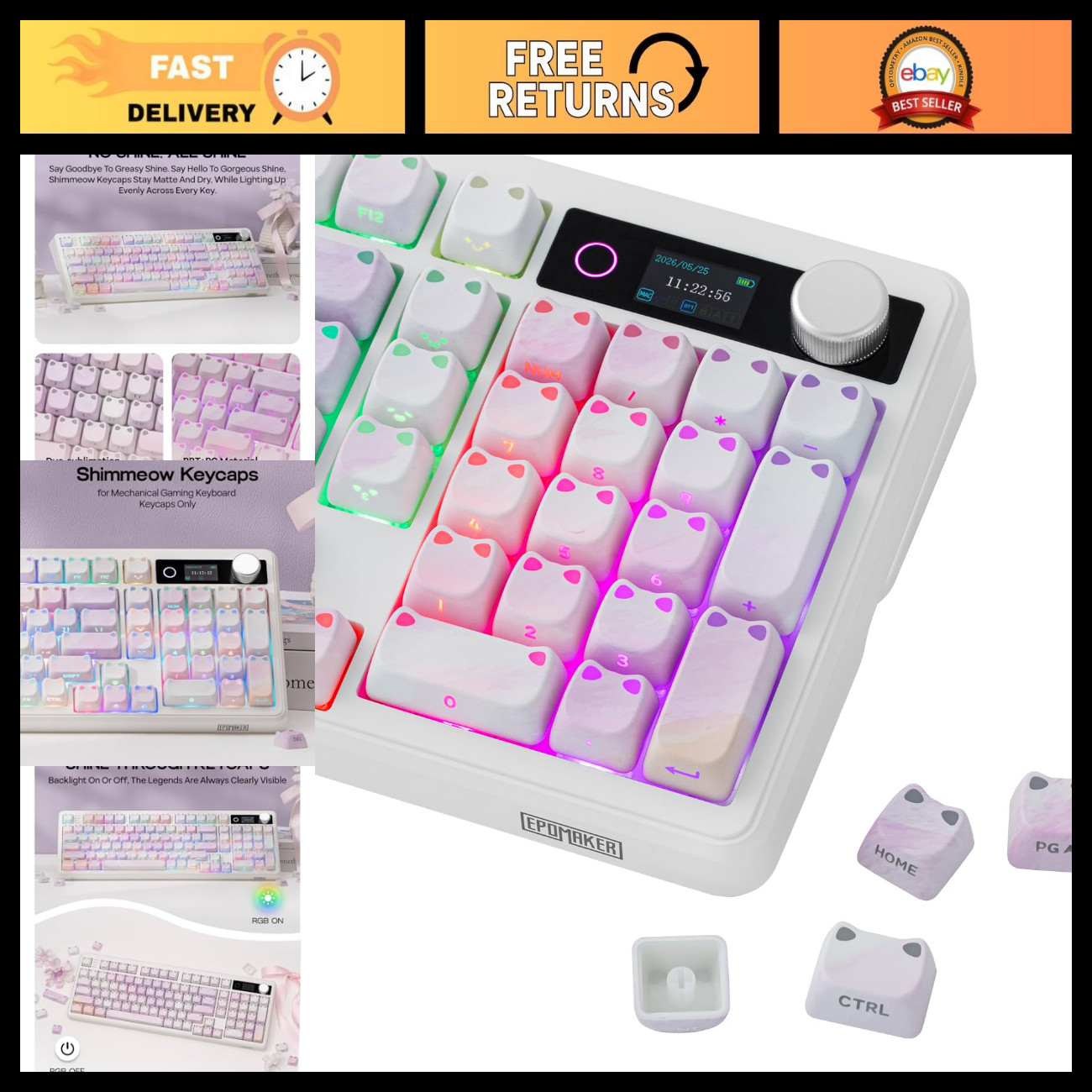 Cute Cat Themed Keycaps Set for MX Mechanical Keyboard - Shimmeow Design, 108 Ke