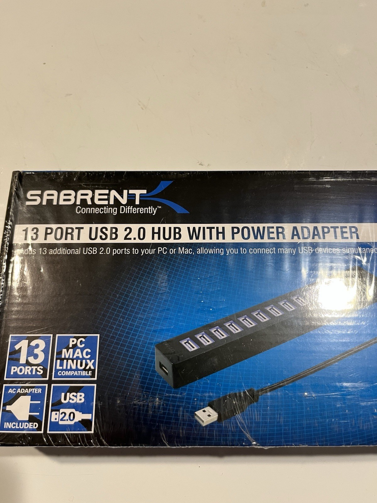 Sabrent 13 Port High Speed USB 2.0 Hub with Power Adapter and 2 Switches HB-U14P