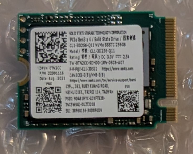 SSSTC 256GB M.2 2230 NVMe PCIe Gen3x4 SSD CL1-3D256-Q11 Dell 0TN2CC