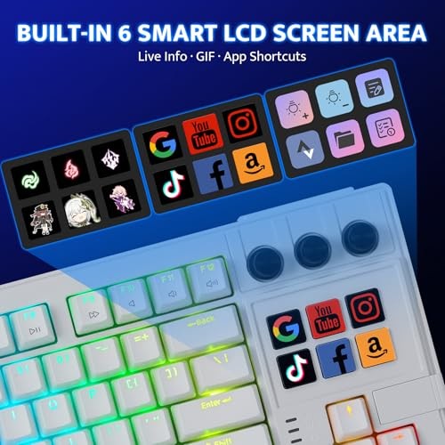 DARKFLASH K87PRO TKL MECHANICAL KEYBOARD WITH 6 LCD STREAM CONTROL KEYS -  WHITE