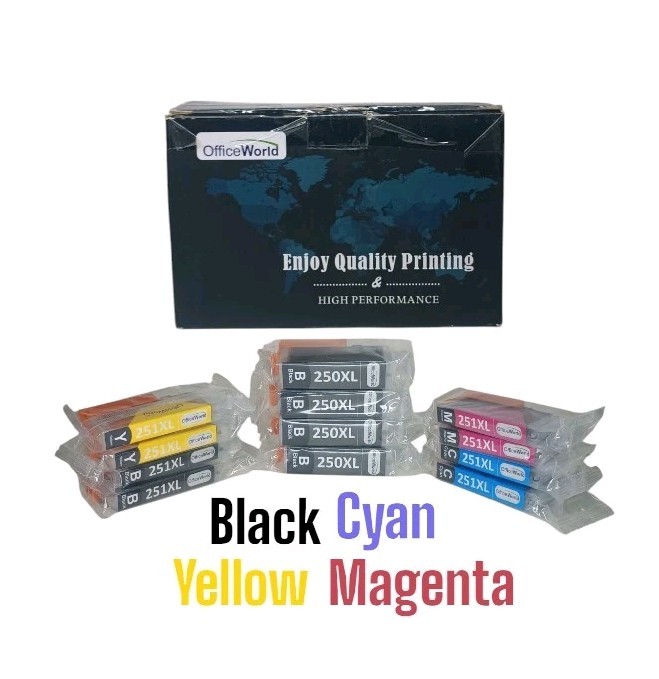 12Pk Office World Compatible Ink Cartridge Replacement Canon PGI-250XL CLI-251XL