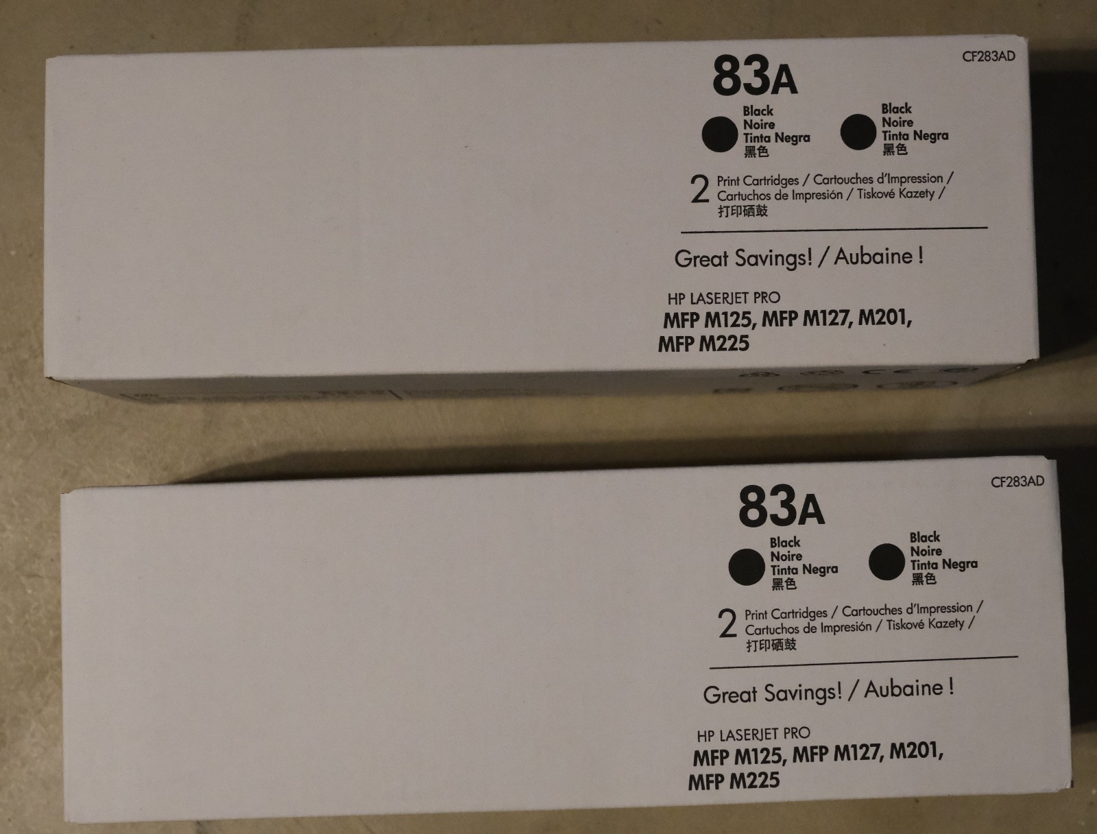 HP 83A Black Toner Ink Cartridge CF283AD 2 Pack Genuine OEM TWO (2) BOXES NEW
