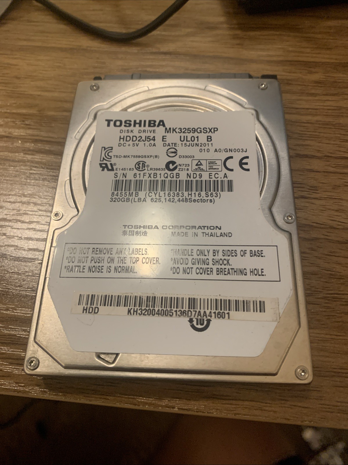 Toshiba 320GB Internal 5400RPM 2.5" (MK3259GSXP) HDD