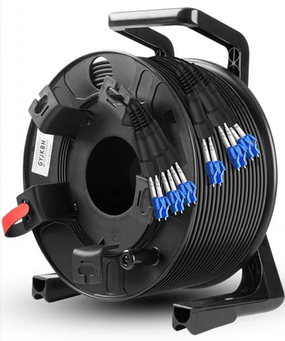 100M LC-LC Outdoor Armored Singlemode 6 Strands with Fiber Tactical Cable Reel
