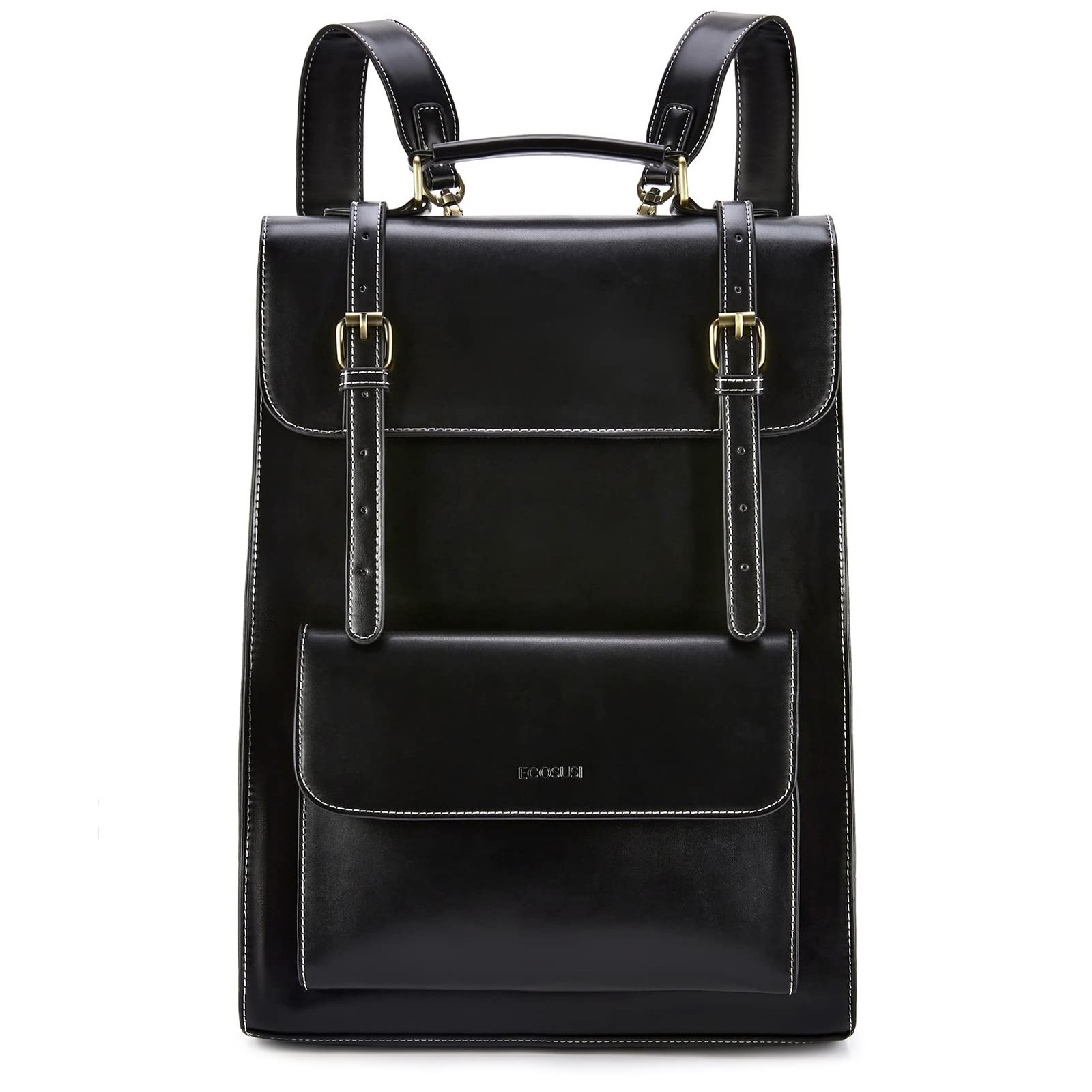 ECOSUSI Laptop Backpack for Women PU Leather Backpack Vintage for Laptop 15.6...