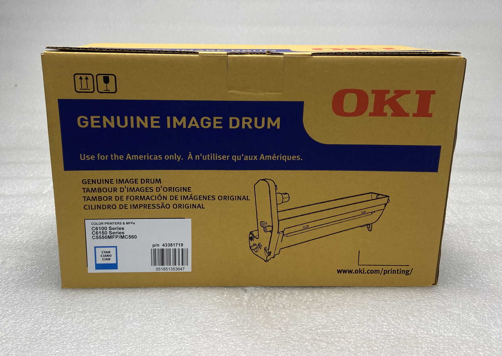 Genuine Oki C6100n C6150n MC560 C5550MFP Cyan toner cartridge OEM part 43865719