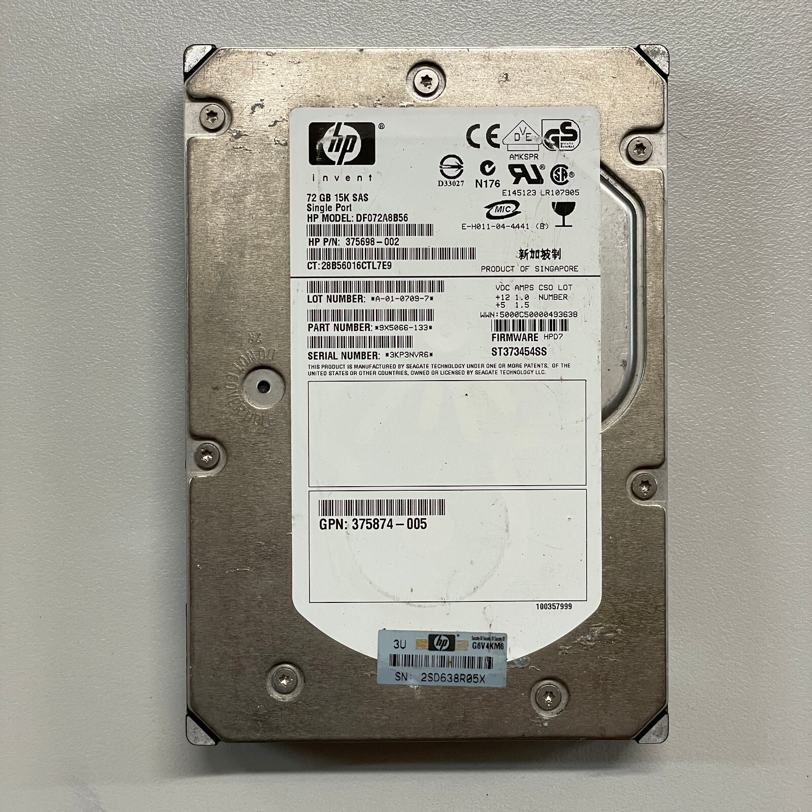 Seagate Cheetah 73GB 3.5" SAS HDD 3Gbps 15K RPM 8MB Cache ST373454SS 375698-002