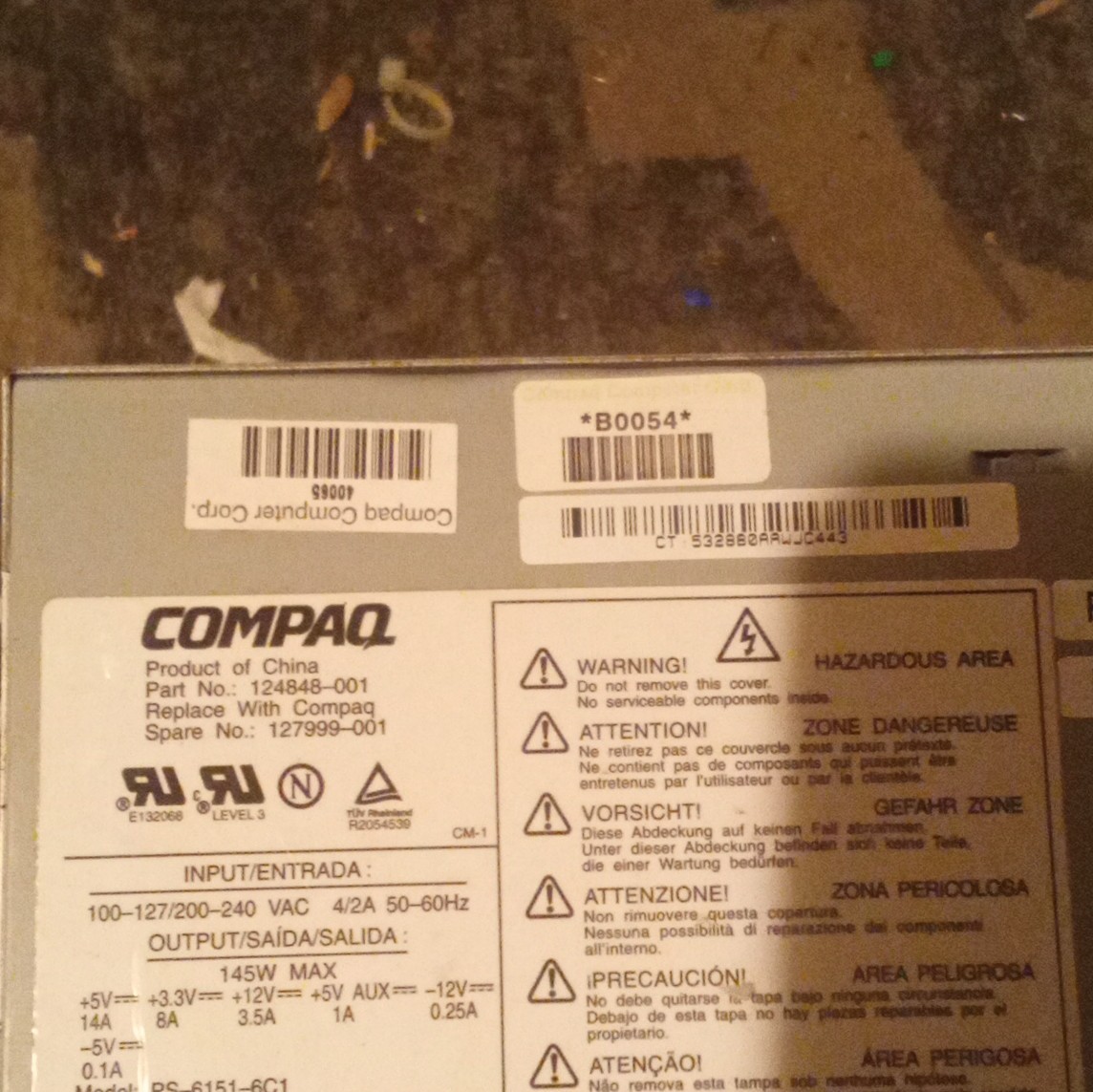 COMPAQ 124848-001  PS-6151 145W PS TESTED 