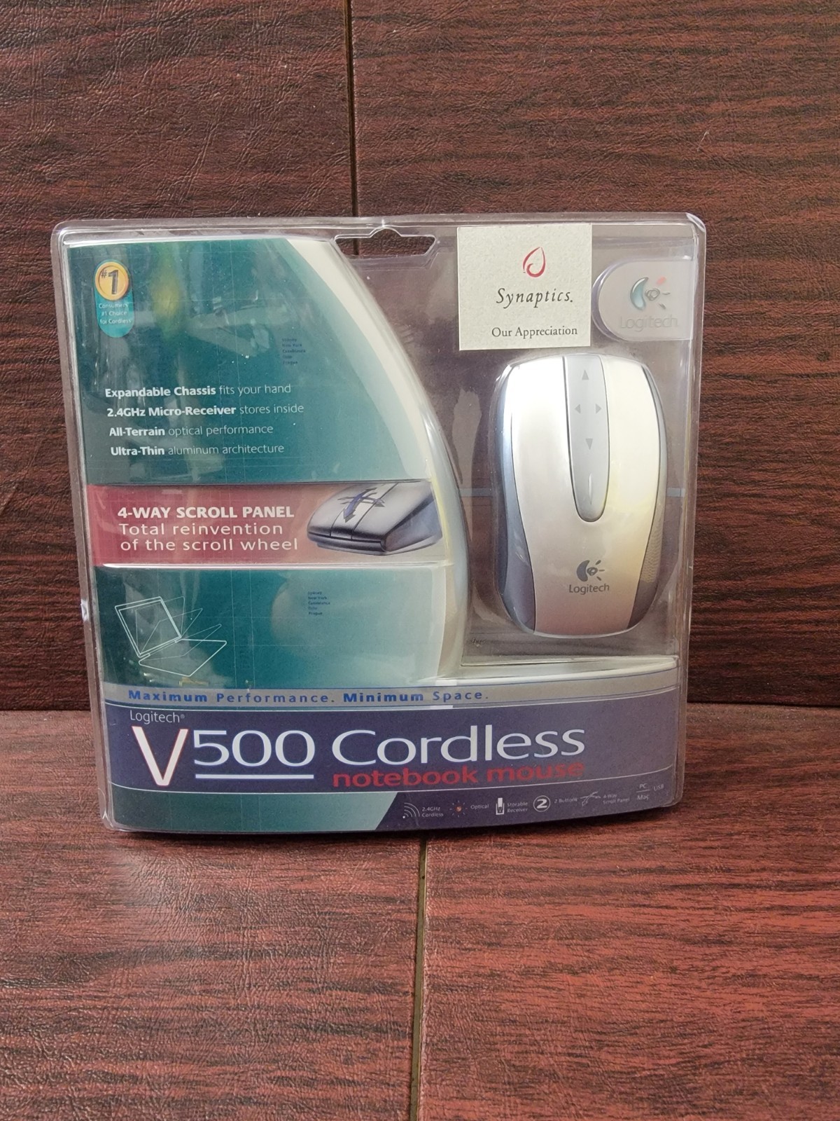 ☆RARE Logitech V500 Cordless USB Optical Notebook Mouse (Silver) - New Sealed