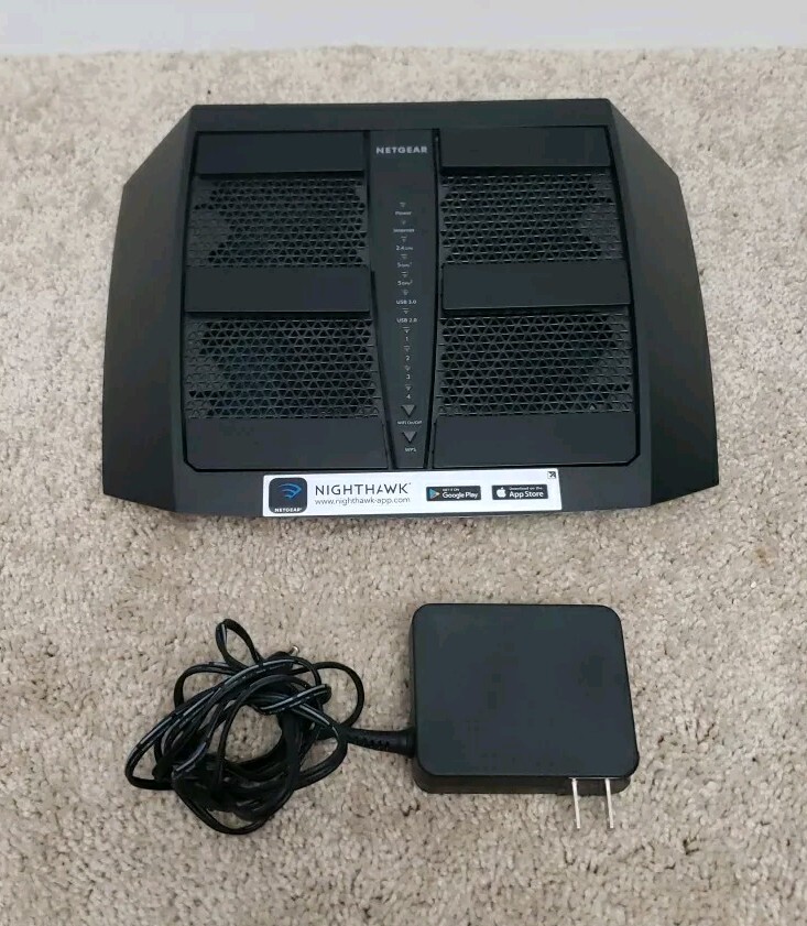 Netgear Nighthawk X6 R8000 AC3200 4-Port Gigabit Wireless AC Router 19V Black