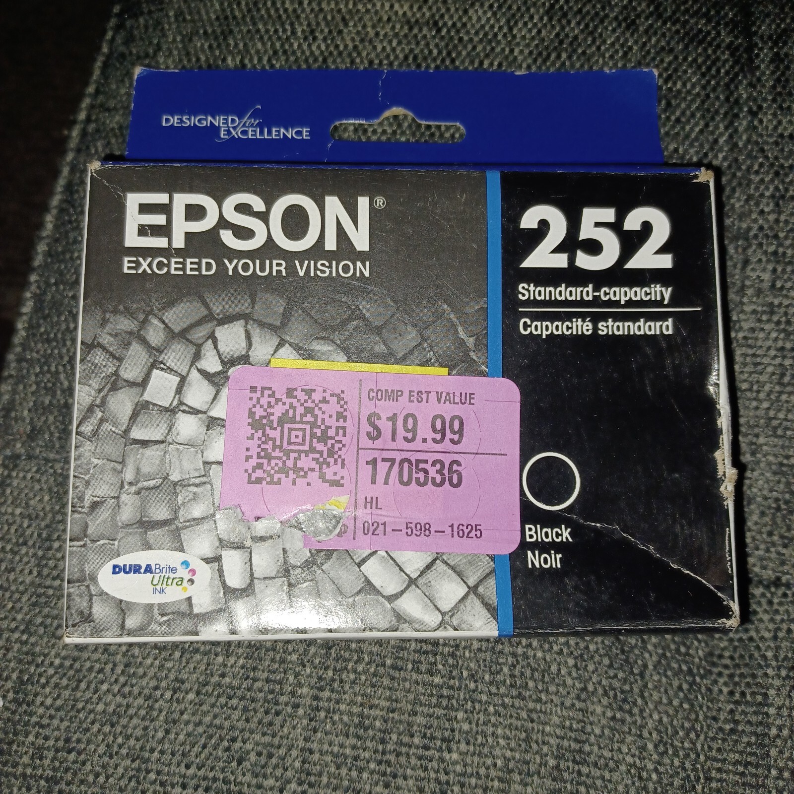 Genuine Epson 252 Black Ink Cartridge New Sealed Exp 7/26 (Y3)
