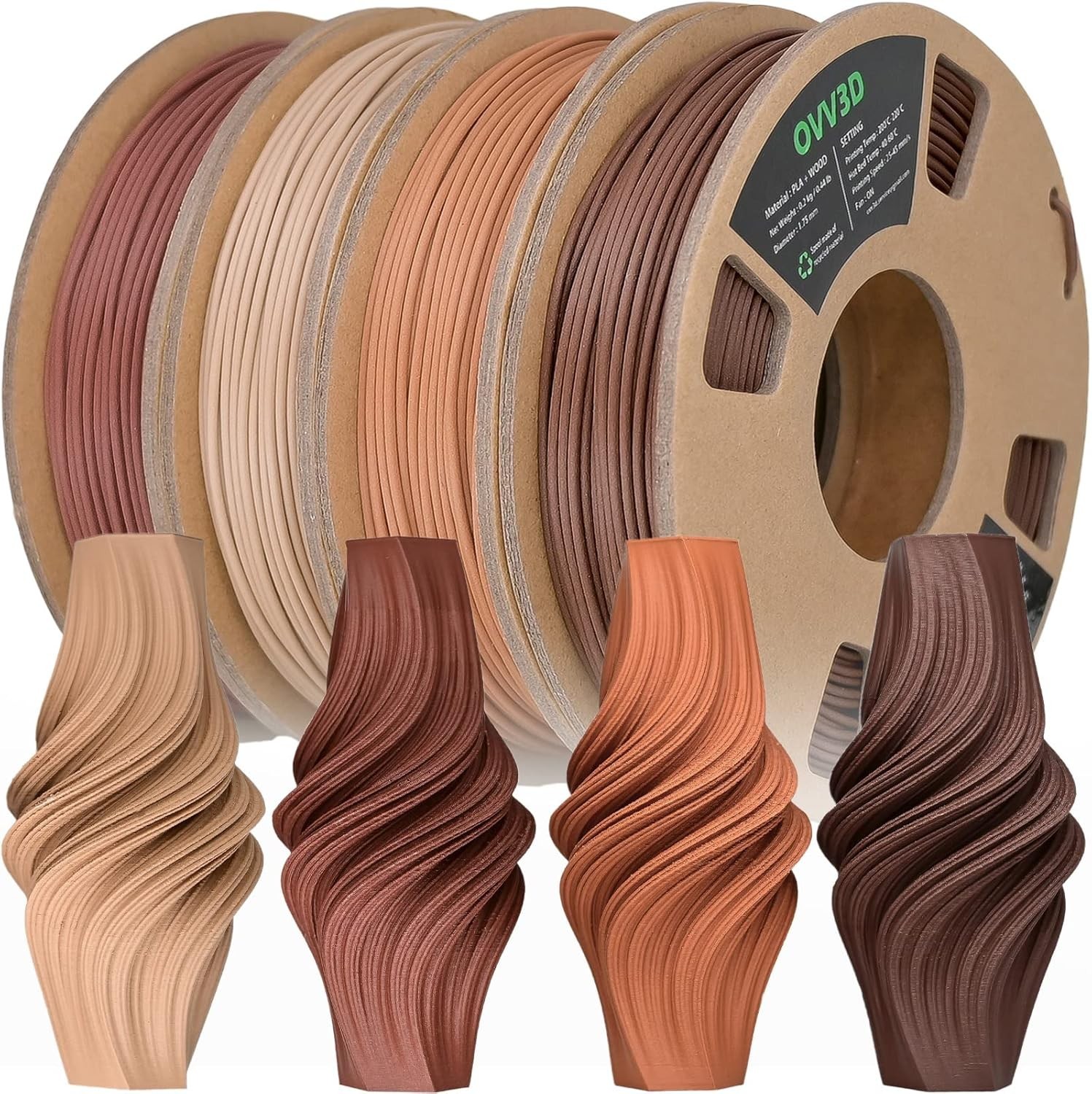 Wood 3D Printer Filament Bundle, Wood PLA Filament 1.75mm Bundle, Add M...