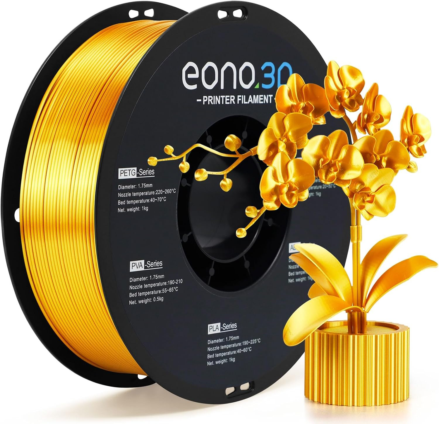 Silk Gold PLA Filament 1.75Mm, Metallic Gold 3D Printer Filament, Shiny Silk PLA