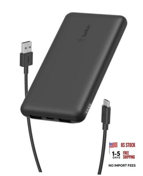 Portable Charger - 15W 3 Port Power Bank Battery Pack with 10000mAh Black