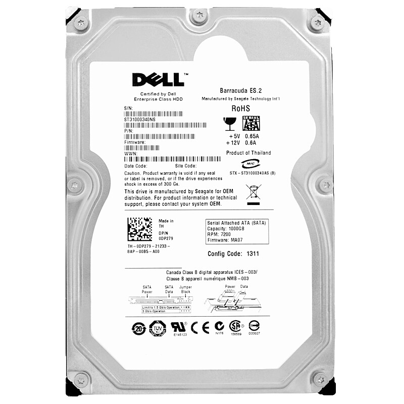 Dell 0DP279 1TB 7200 Rpm SATA II 32MB 3.5'' inch ST31000340NS