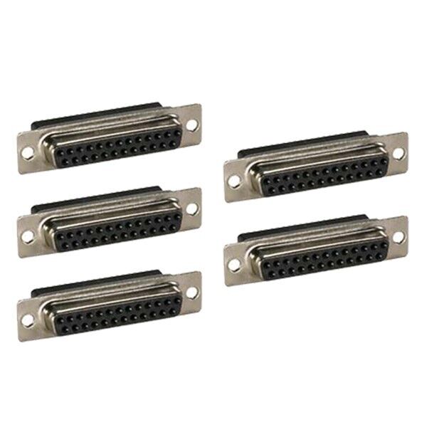 5x DB25 D-SUB 25-Pin Female Crimp Pin Jack Connector Assembly Cup Socket