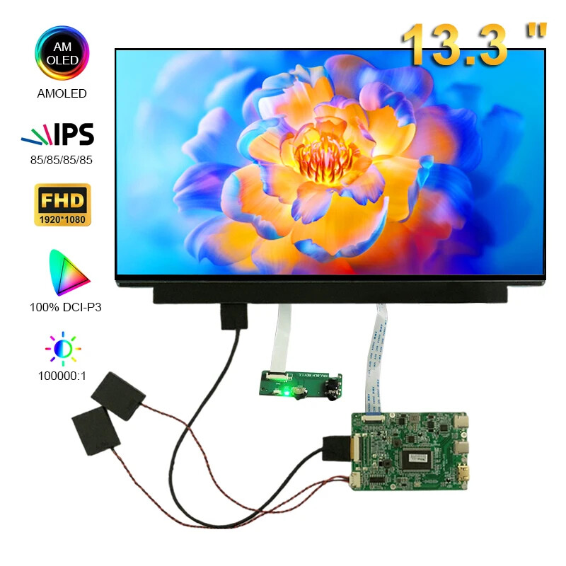 13.3'' OLED AMOLED Second Display FHD 1920x1080 Screen For Laptop PC HDMI USB C 