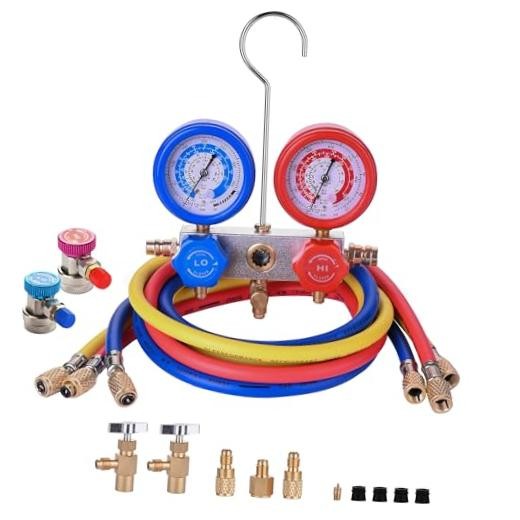 AC Gauge Set for R32 R134a R410a R12, Automotive A/C 3 Way-R32,R134a,R410a
