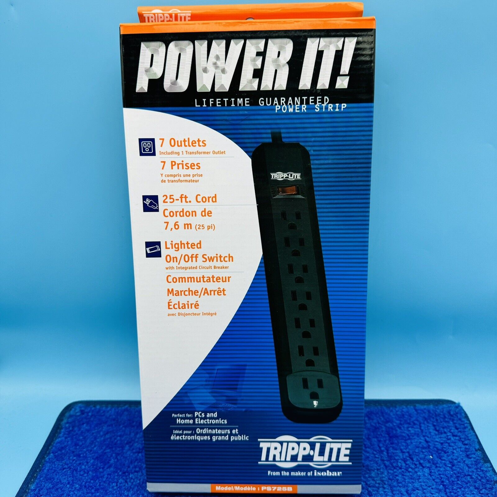 Tripp-Lite 25FT Surge Protector (PS725B) 7 Outlets Power Strip, Black