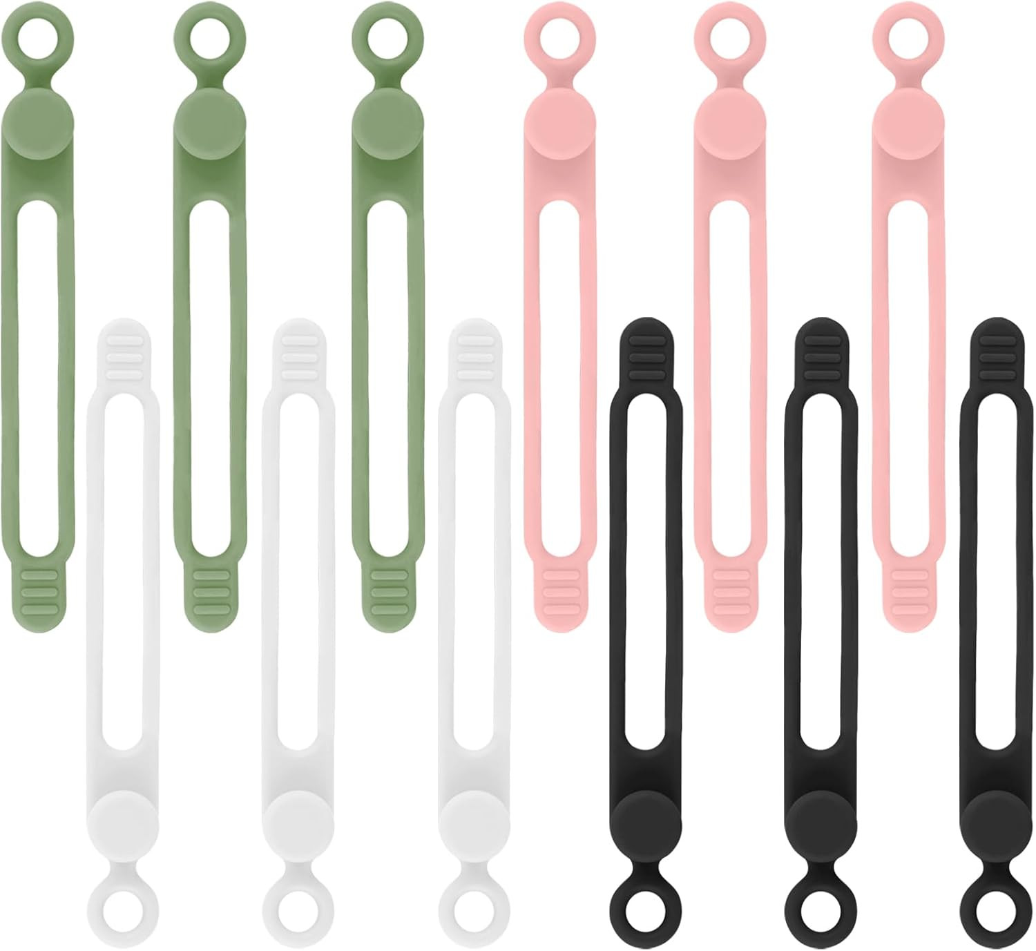 12Pcs Silicone Cable Ties, Reusable Cable Organizer, Multicolor Straps for Charg