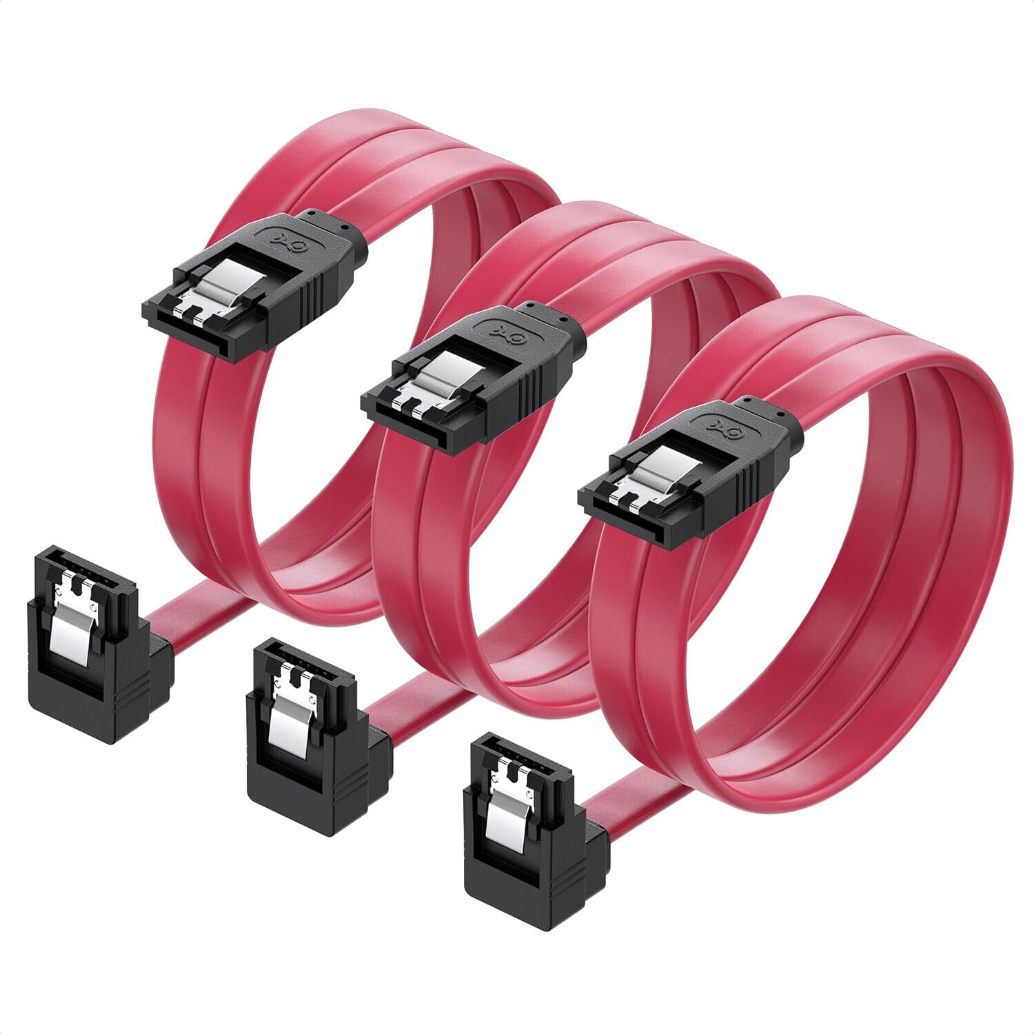 3-Pack 24-Inch SATA III cables w/90 Degree Connector on one end