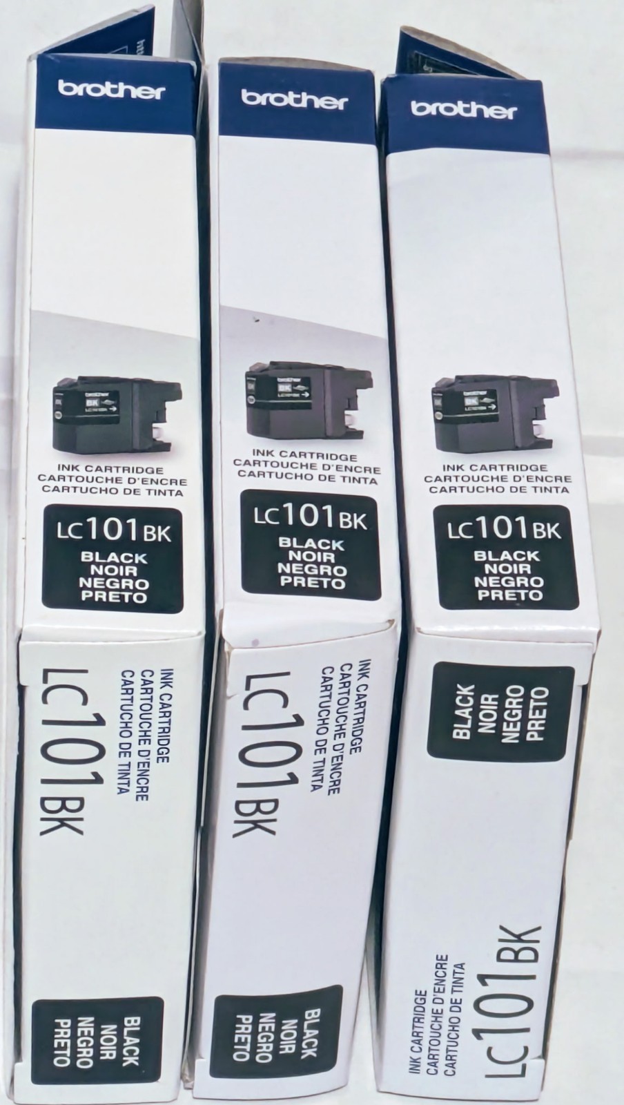 3 Brother Genuine Standard Yield Black Ink Cartridges LC101BK Set Of 3