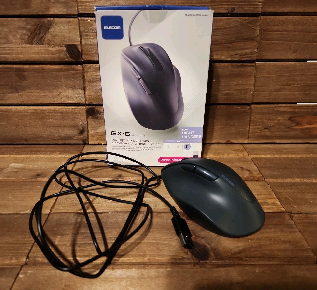ELECOM EX-G Wired USB Ergonomic Shape Mouse Right Hand:M-XGL30UBSK