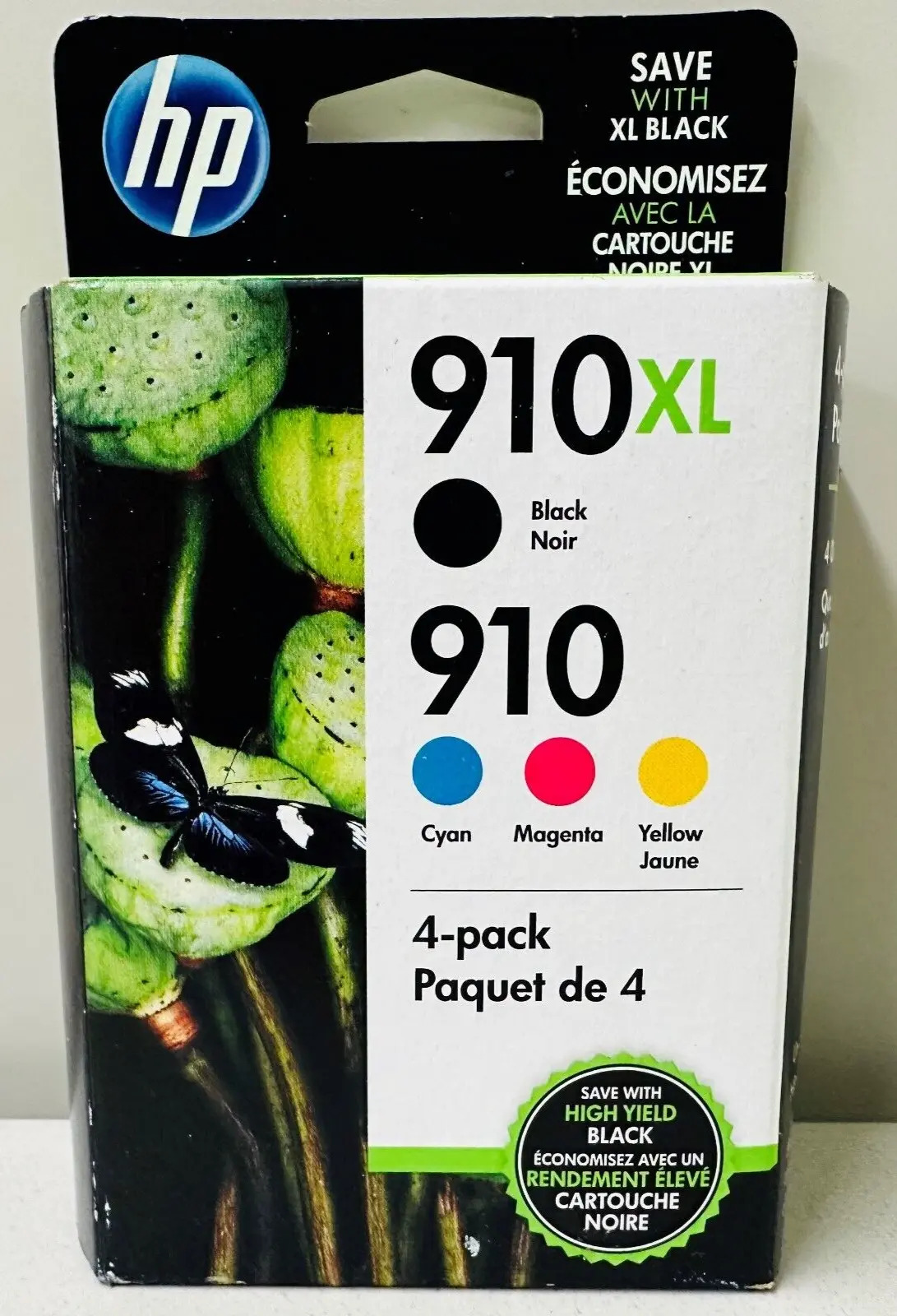 4-PACK HP GENUINE 910XL BLACK & 910 COLOR INK (RETAIL BOX) OFFICEJET PRO 8028