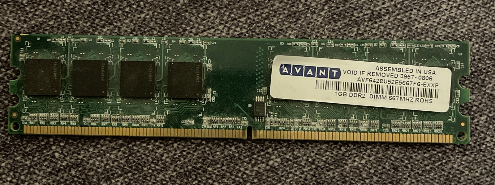 AVANT  1GB DDR2 DIMM 667MHz Memory AFV6428U52E5667F6-EXXP